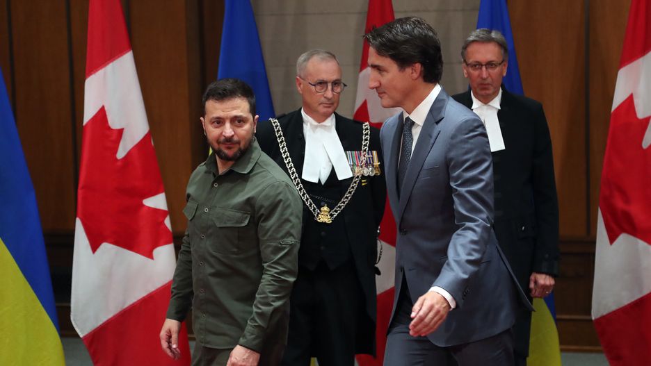 Wołodymyr Zełenski i Justin Trudeau