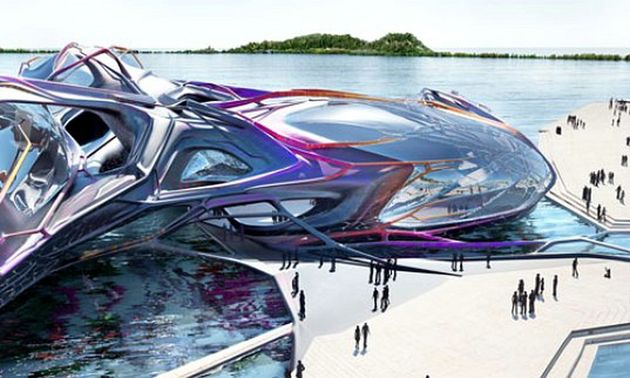 Oceaniczny i futurystyczny pawilon na EXPO w 2012 roku 2