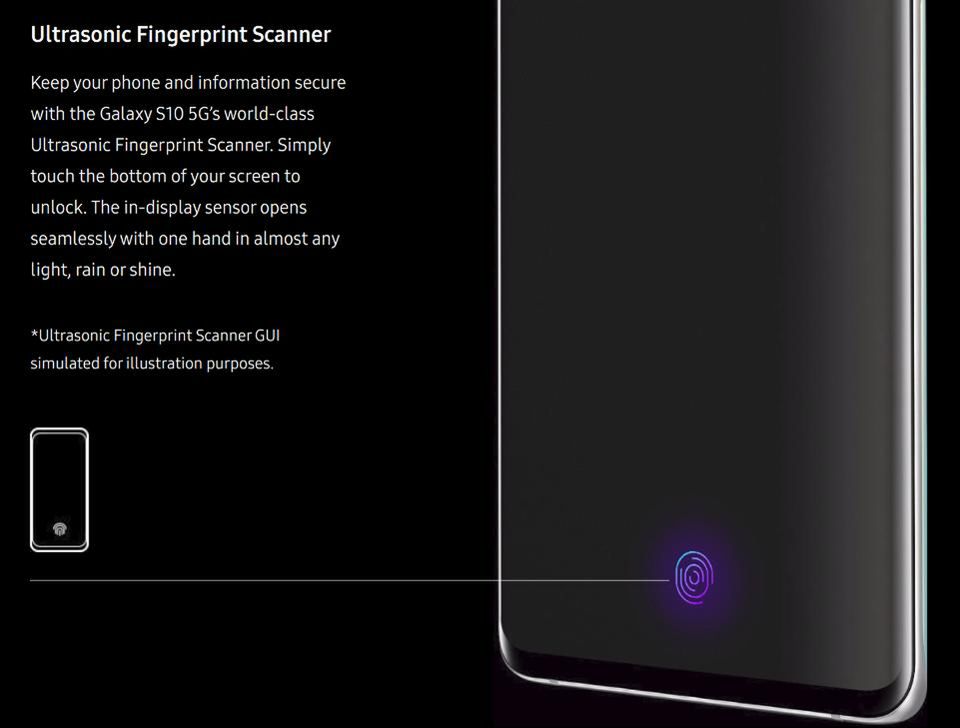 Czytnik linii papilarnych Galaxy S10, fot. Materiały prasowe