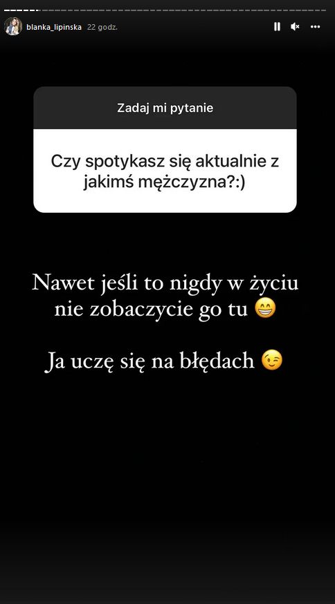 Przemyślenia Blanki Lipińskiej na InstaStories