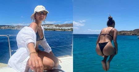 Urlopowiczka Julia Wieniawa w bikini skacze "na bombę" do morza (ZDJĘCIA)