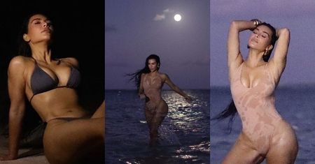 Kim Kardashian wygina się podczas nocnej sesji na karaibskiej plaży (ZDJĘCIA)