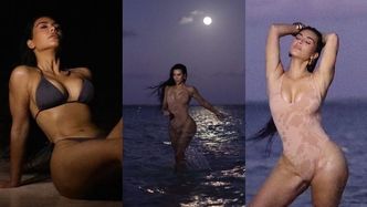 Kim Kardashian wygina się podczas nocnej sesji na karaibskiej plaży (ZDJĘCIA)