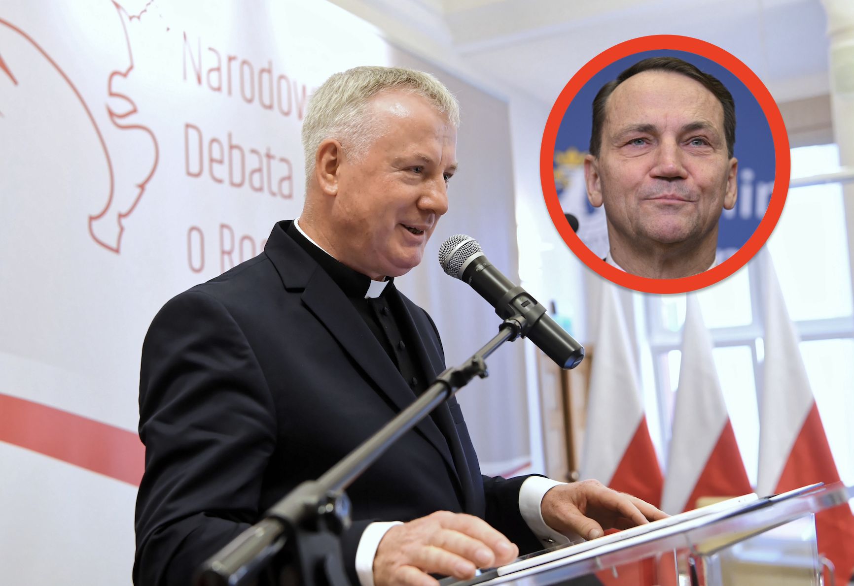 Sikorski żąda odebrania tytułów za „kretynizmy” księdza Guza