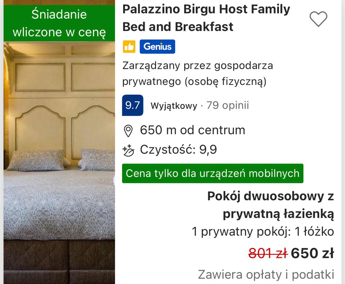 Aleksandra Kwaśniewska na Malcie - screen hotelu z booking.com