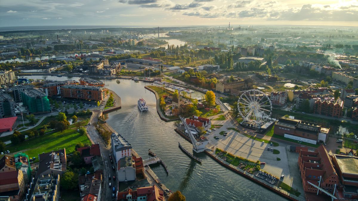 Aerial View of the Polish city of Gdansknorthern poland, europe, dji, dji mavic air 2, polish, cobblestone streets, architecture, travel, city, poland, drone, aerial photography, gdansk