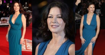 Głęboki dekolt Catherine Zeta-Jones na premierze (ZDJĘCIA)