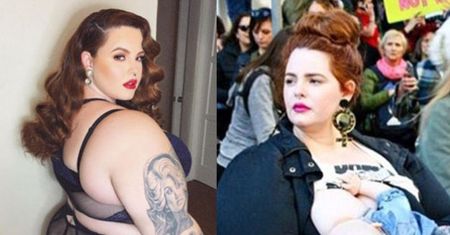 Słynna "modelka XXL" karmi syna piersią na Marszu Kobiet (FOTO)