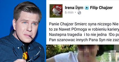 "Fanka" do Filipa Chajzera: "ŚMIERĆ SYNA NICZEGO PANA NIE NAUCZYŁA! Syn nie zazna spokoju!"