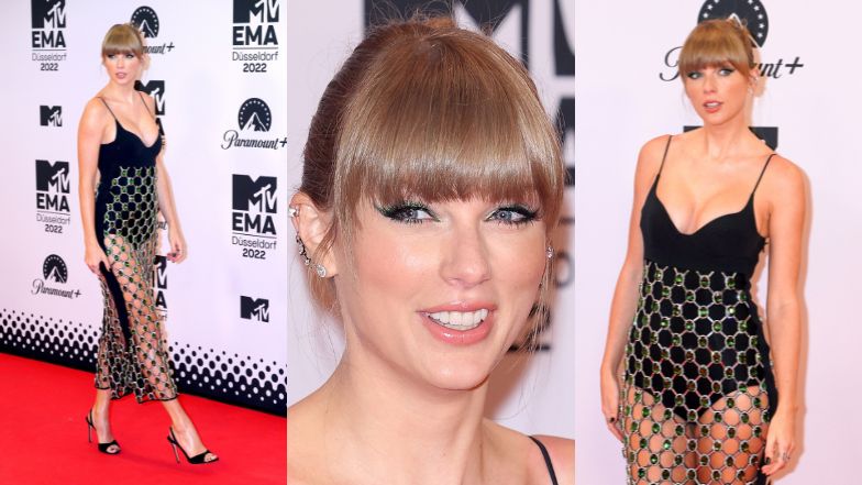 MTV EMA 2022. Taylor Swift eksponuje nogi w odważnej kreacji wysadzanej kamieniami (ZDJĘCIA)