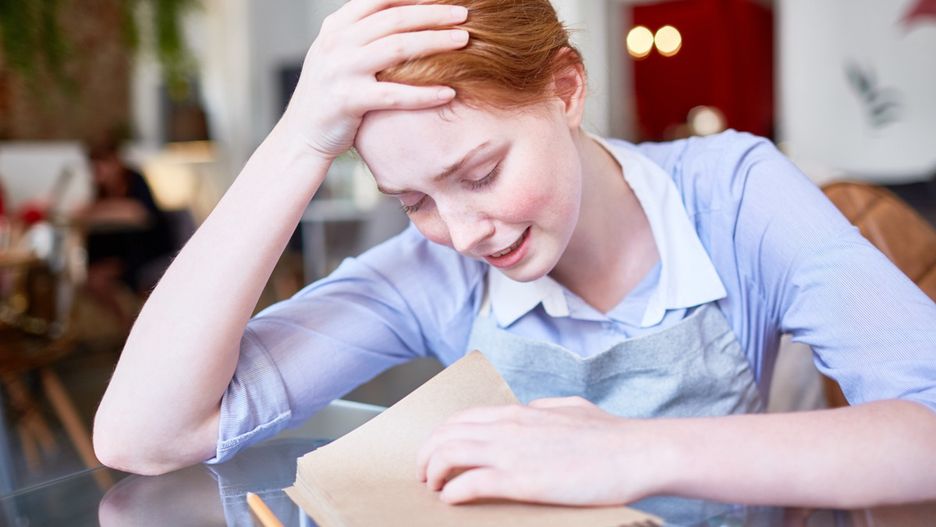 Sick and tired of work
Tired and unhappy young waitress crying over her notepad after working day
business, woman, one woman, 1 woman, job, staff, service, restaurant, cafe, cafeteria, profession, uniform, young, adult, girl, ginger-hair, red-hair, ginger-head, occupation, waitress, sad, notepad, unhappy, tired, stress, problem, trouble, miserable, exhausted, headache, ache, tense, sulky, sullen, work, crying, personnel, sick