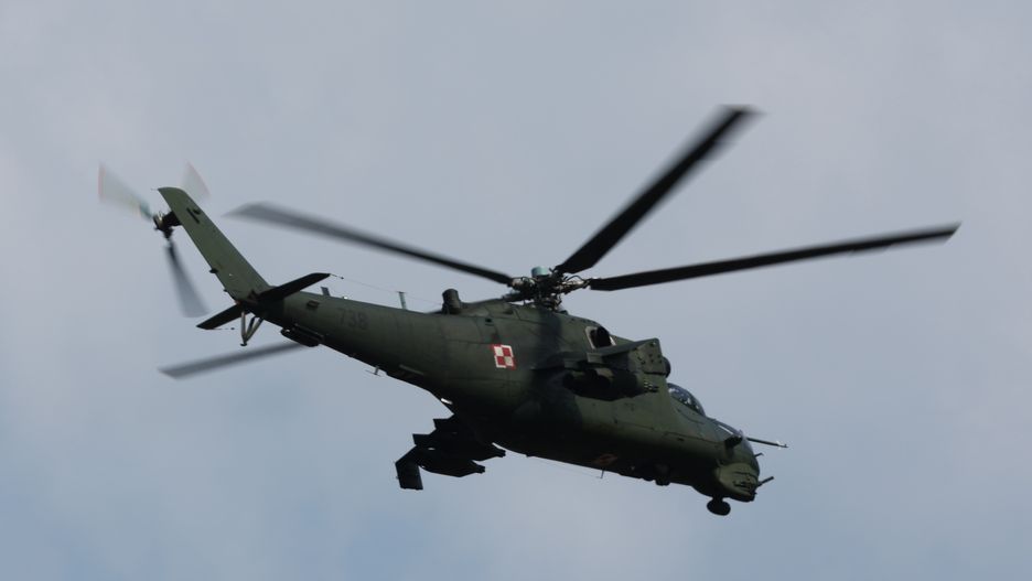 Mi-24 helicopter during Armed Forces Day parade in Warsaw, Poland on August 15, 2024. (Photo by Jakub Porzycki/NurPhoto via Getty Images)