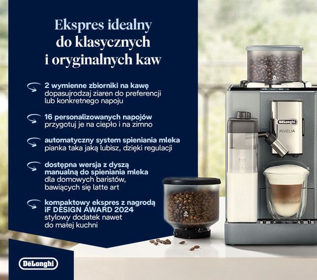 Ekspres idealny do klasycznych i oryginalnych kaw. - infografika