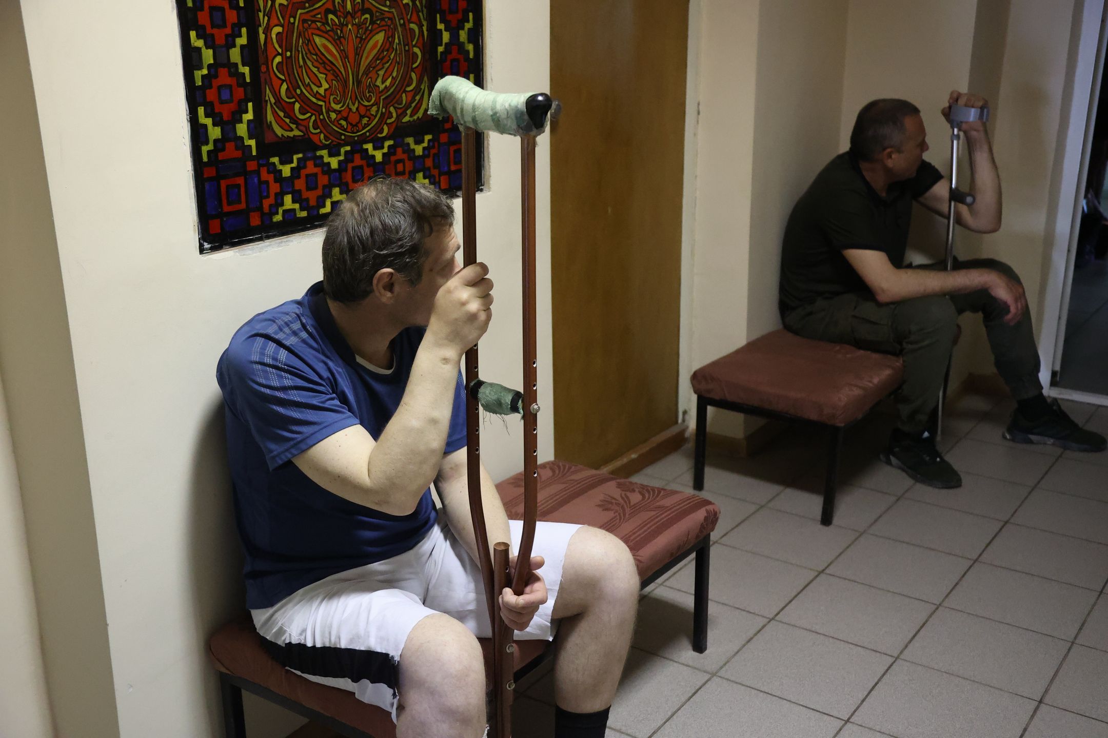 DONETSK, UKRAINE - JUNE 01 : Civilians and soldiers, who were injured in Mariupol, receive treatment at a hospital in Donetsk Oblast, Ukraine, on June 01, 2022, as Russian attacks continue. (Photo by Leon Klein/Anadolu Agency via Getty Images)