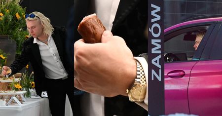 Ozdobiona Rolexem za 75 TYSIĘCY zł DŁOŃ Skolima sięga po swojską KIEŁBASĘ. Potem zahaczył jeszcze o fast fooda (ZDJĘCIA)