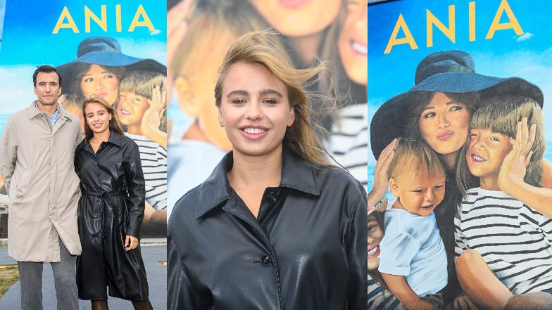 Jarosław Bieniuk z córką Oliwią na odsłonięciu muralu z Anną Przybylską