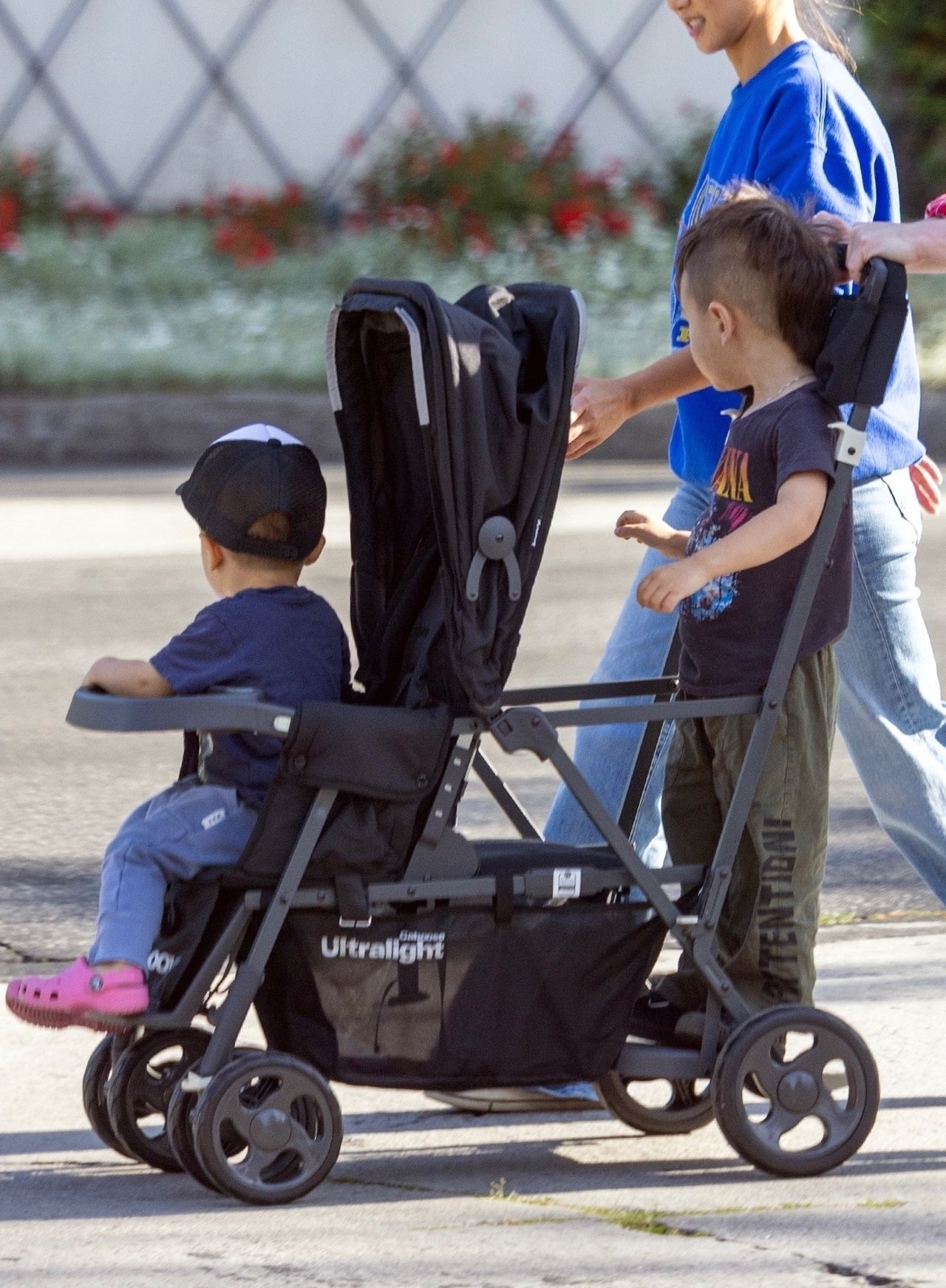 Macaulay Culkin on a family walk