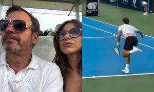 Paweł Deląg wyskoczył z młodszą o 20 lat UKOCHANĄ na mecz tenisa