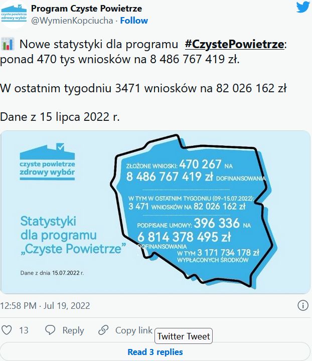 Statystki programu Czyste Powietrze