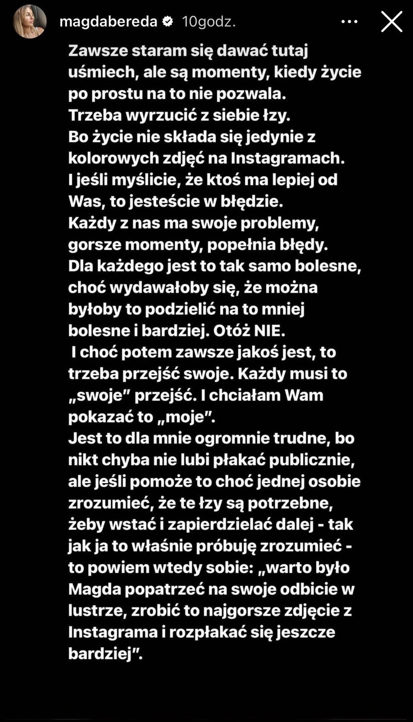 Magda Bereda i jej szczere wyznanie
