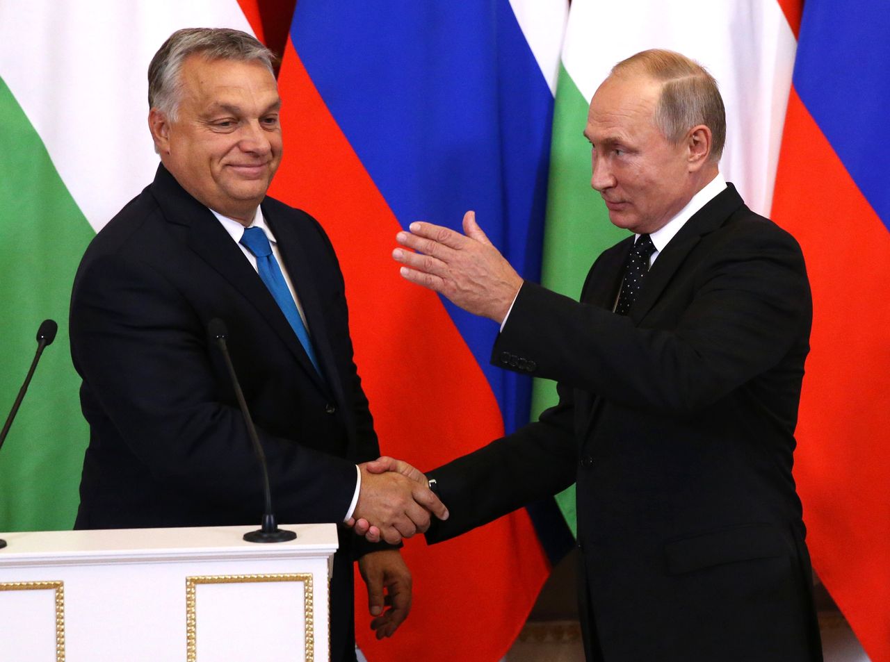 Hungarian Prime Minister Viktor Orban and Russian dictator Vladimir Putin at a meeting in 2018.