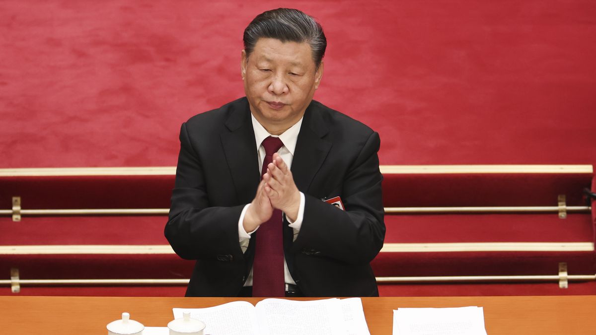 BEIJING, CHINA - MARCH 05: Chinese President Xi Jinping attend the opening of the first session of the 14th National People's Congress at The Great Hall of People on March 5, 2023 in Beijing, China.China's annual political gathering known as the Two Sessions will convene leaders and lawmakers to set the government's agenda for domestic economic and social development for the year. (Photo by Lintao Zhang/Getty Images)