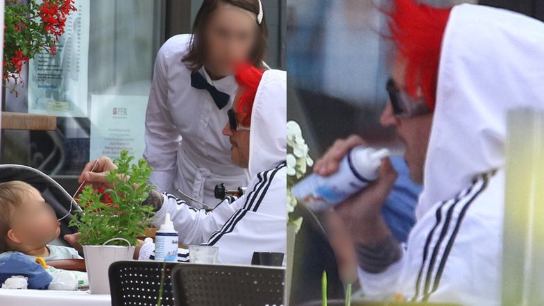 Michał Wiśniewski z rodziną na lunchu 