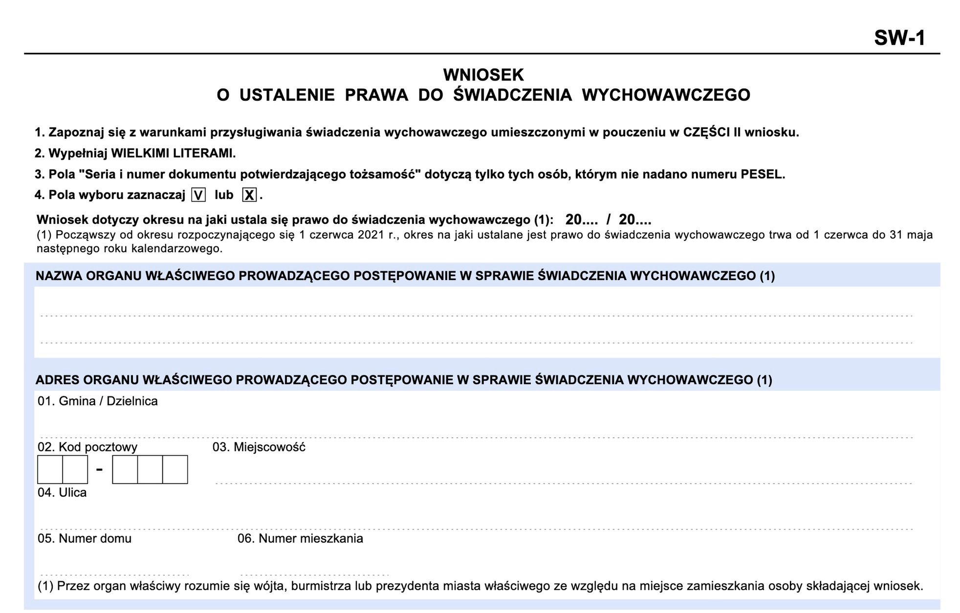 Oto, jak wygląda wzór wniosku o 500+