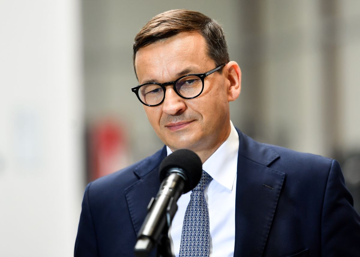 WIELOGLOWY, POLAND - 2021/07/29: Prime Minister Mateusz Morawiecki visits the Wisniowski factory in the village of Wieloglowy in the nearby town of Nowy Sacz. (Photo by Alex Bona/SOPA Images/LightRocket via Getty Images)