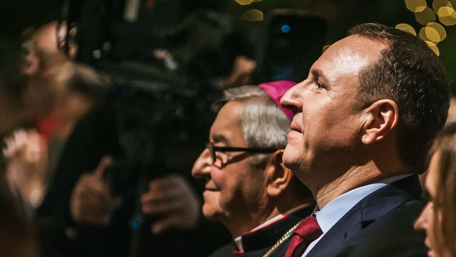 Prezes TVP Jacek Kurski i były arcybiskup gdański Sławoj Leszek Głódź 