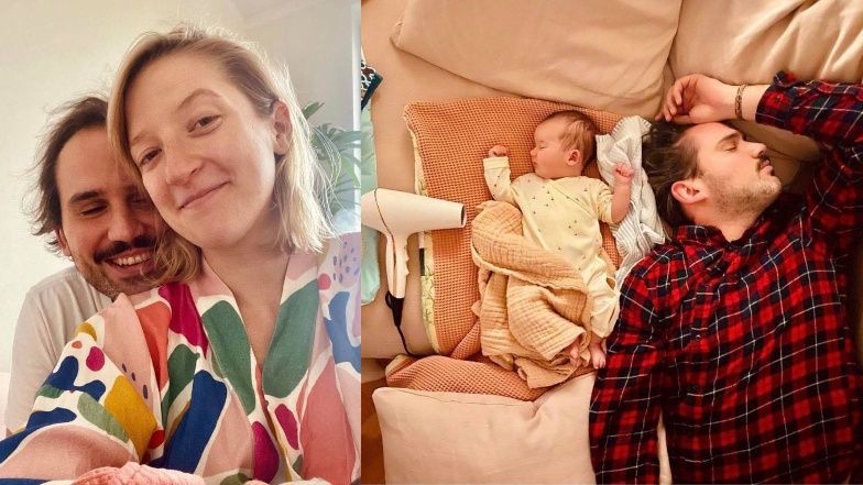 Piotr Szeląg drzemie z małą Neną