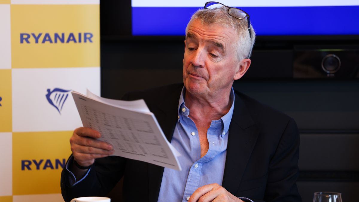 Michael O'Leary, chief executive officer of Ryanair Holdings Plc, during a news conference in London, UK, on Wednesday, April 24, 2024. O'Leary said Boeing Co. management needs to focus on continuity as it seeks to stabilise the business, and that the new head of the commercial aircraft unit has made a promising start. Photographer: Hollie Adams/Bloomberg via Getty Images