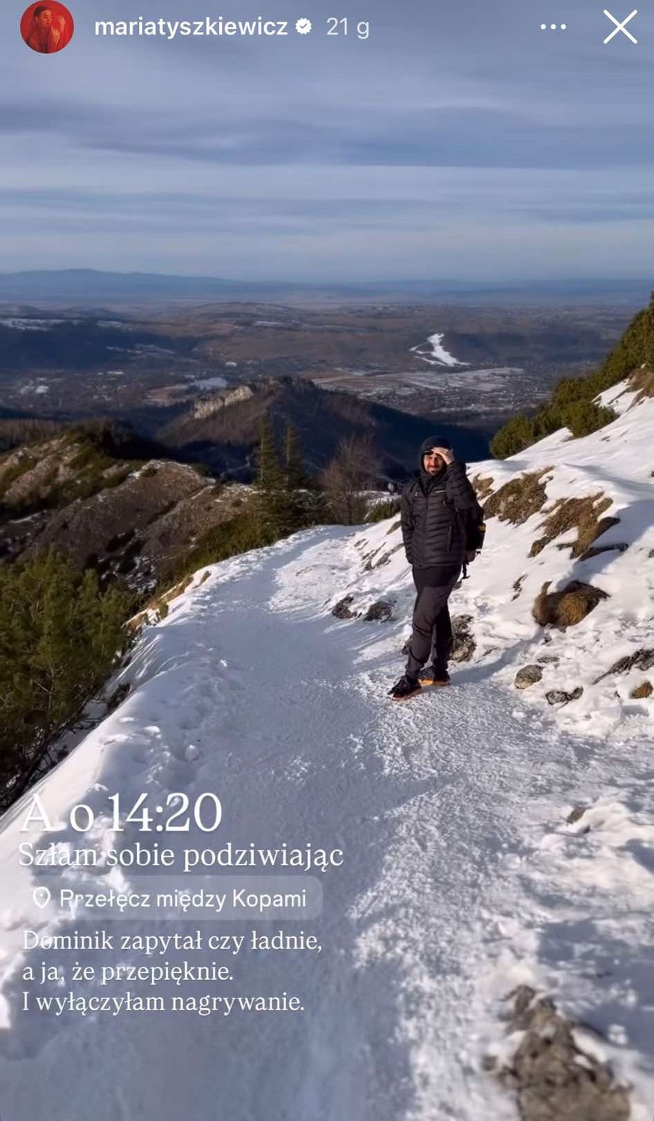 Wpis Marii Tyszkiewicz na Instagramie