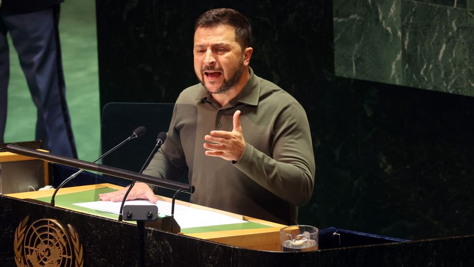 World Leaders Gather In New York For The United Nations General Assembly
NEW YORK, NEW YORK - SEPTEMBER 19: President of Ukraine Volodymyr Zelensky addresses world leaders during the United Nations (UN) General Assembly on September 19, 2023 in New York City. Dignitaries and their delegations from across the globe have descended on New York for the annual event. This year marks the 78th session of the General Debate at the UN Headquarters and will focus on the crisis of global warming. (Photo by Spencer Platt/Getty Images)
Spencer Platt
diplomat, world