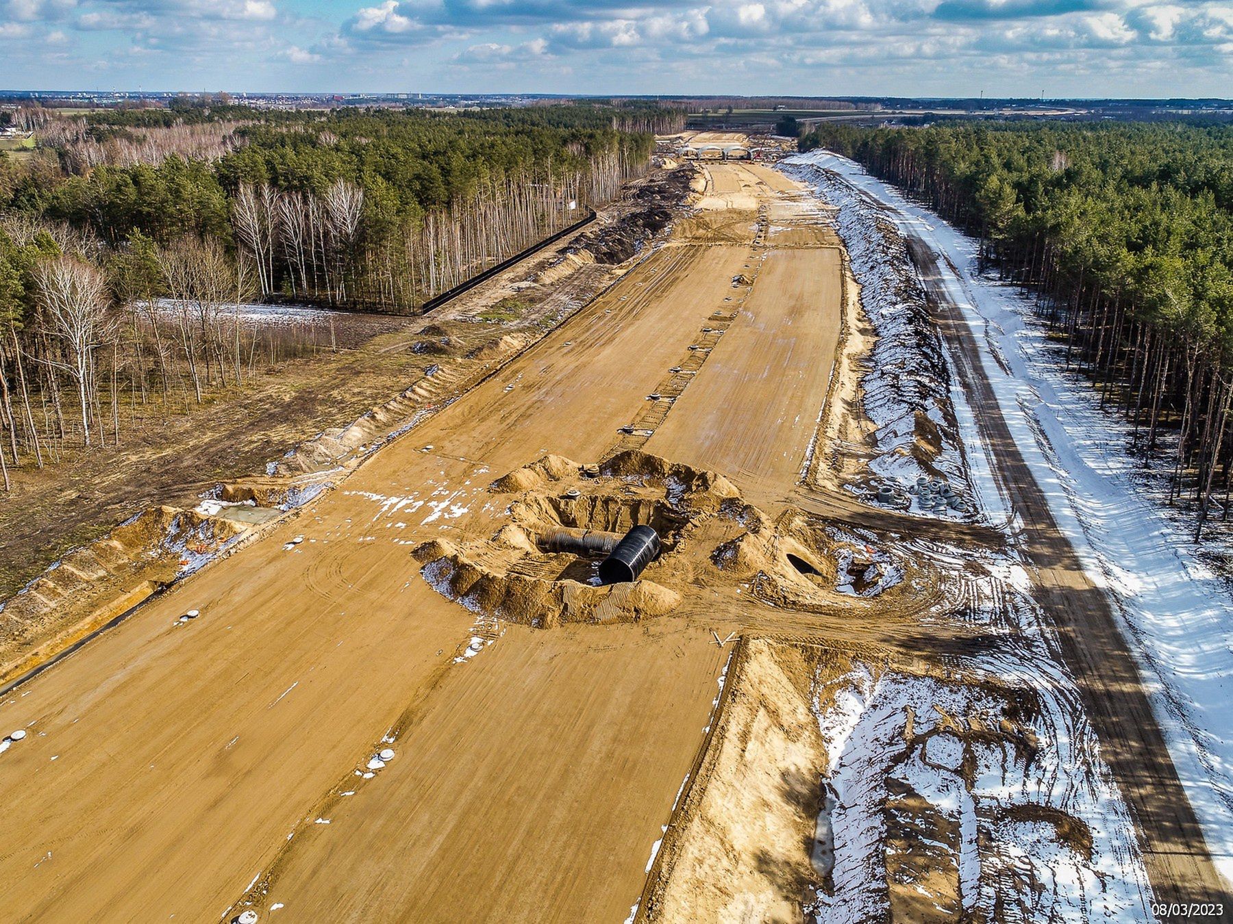 Budowa autostrady A2 odc. Gręzów - Siedlce (marzec 2023)