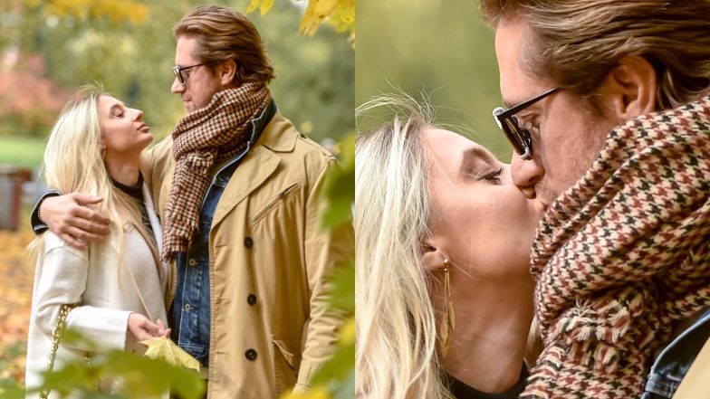 Robert Kochanek i Kinga Zapadka na spacerze z psem