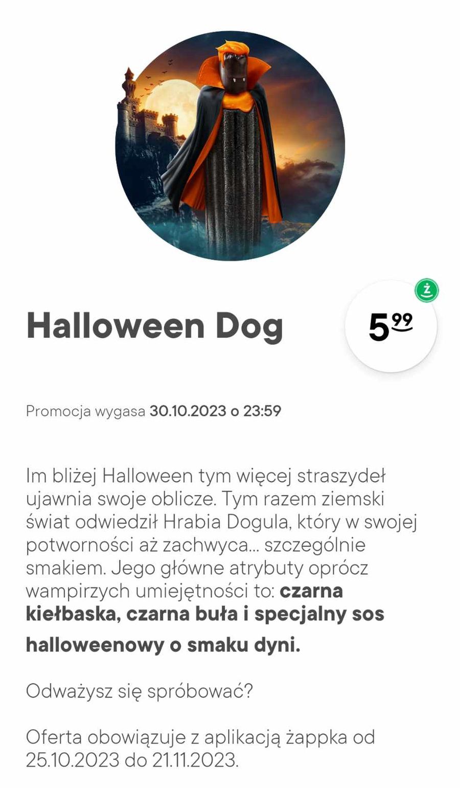 Nowy hot dog "Hrabai Dogula"