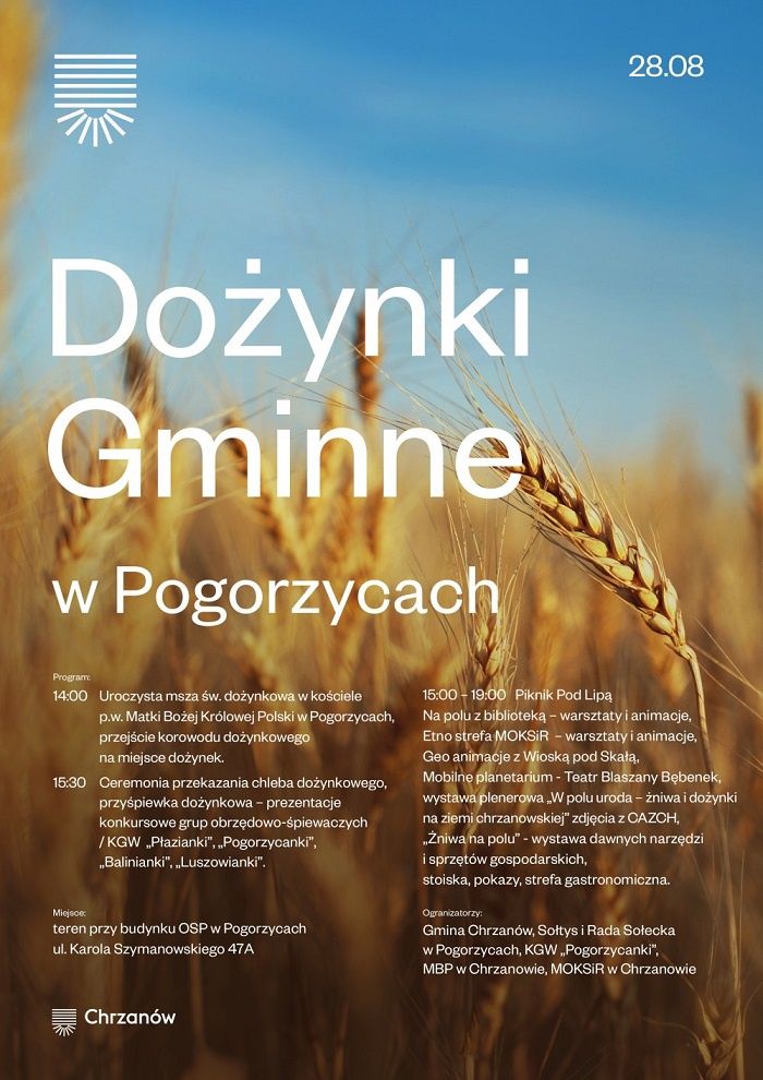 Dożynki Gminy Chrzanów w Pogorzycach 2022 - program
