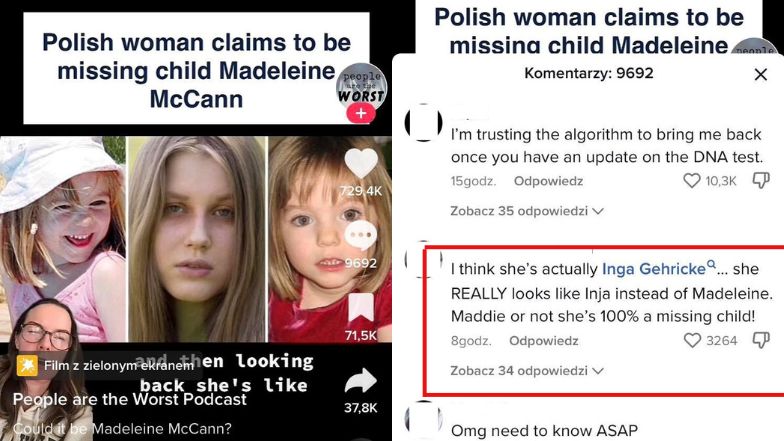 Polka podająca się za Madeleine McCann to inna zaginiona dziewczyna?