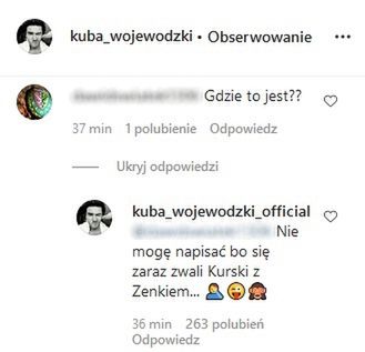 Komentarz pod zdjęciem Kuby Wojewódzkiego