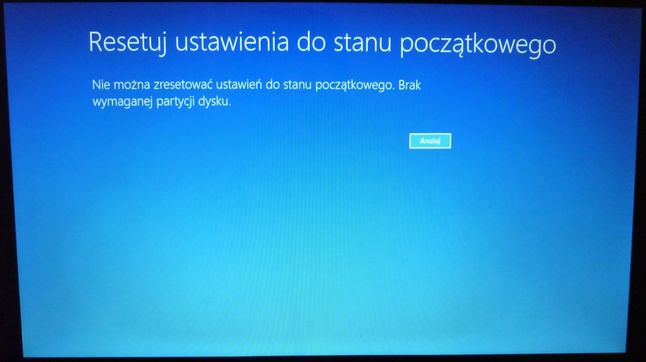 Błąd przywracania systemu