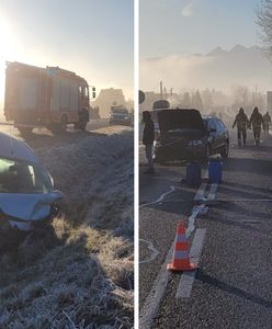 Seria wypadków w Białce Tatrzańskiej. "Bardzo trudne warunki drogowe"