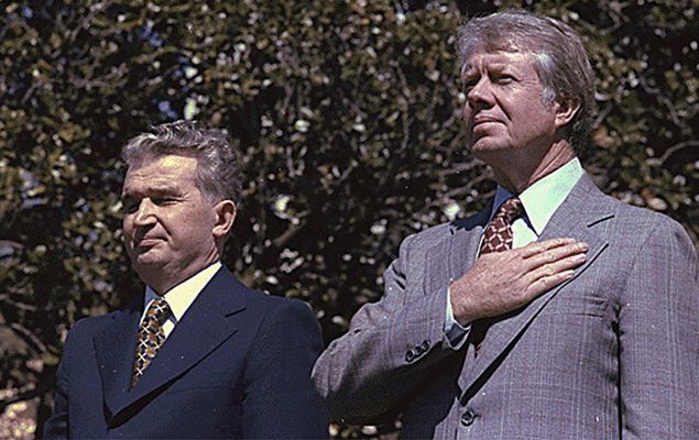 Nicolae Ceauşescu i Jimmy Carter, podczas wizyty dyktatora w USA, 12 kwietnia 1979 r. 