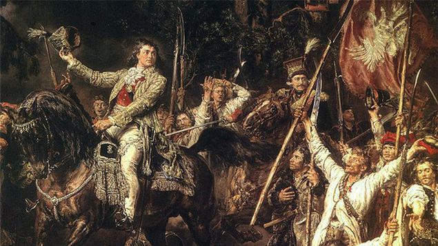 Tadeusz Kościuszko i kosynierzy. Fragment obrazu Jana Matejki "Bitwa pod Racławicami"