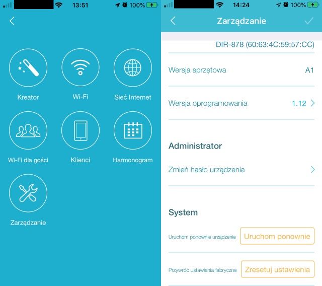 D-Link DIR-878/MT - ustawienia w aplikacji