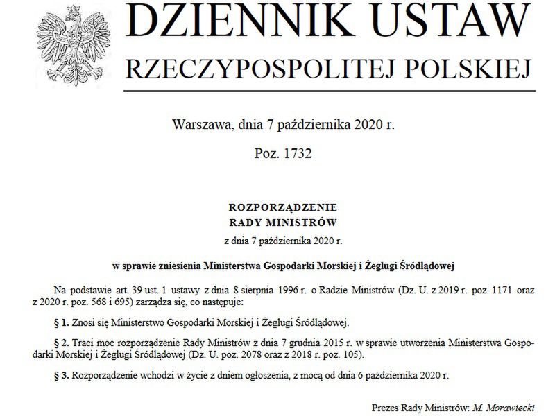 Likwidacja ministerstwa weszła w życie w październiku br.