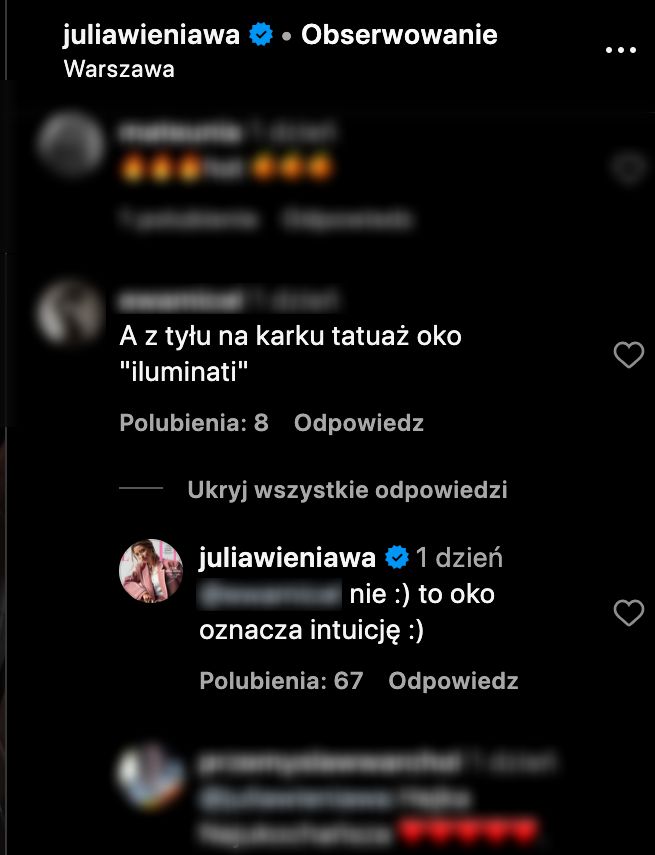 Julia Wieniawa reaguje na uszczypliwości "fanki"