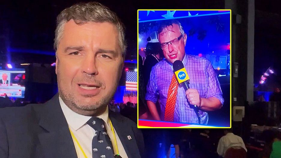 Michał Rachoń (TV Republika) i Marcin Wrona (TVN24) relacjonowal