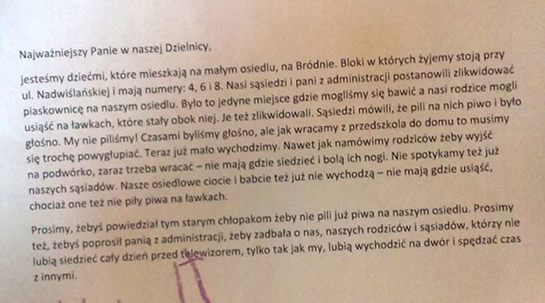 Wzruszający list dzieci do burmistrza Targówka. Proszą o piaskownicę