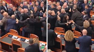 Dantejskie sceny w albańskim parlamencie. Szokujące nagranie